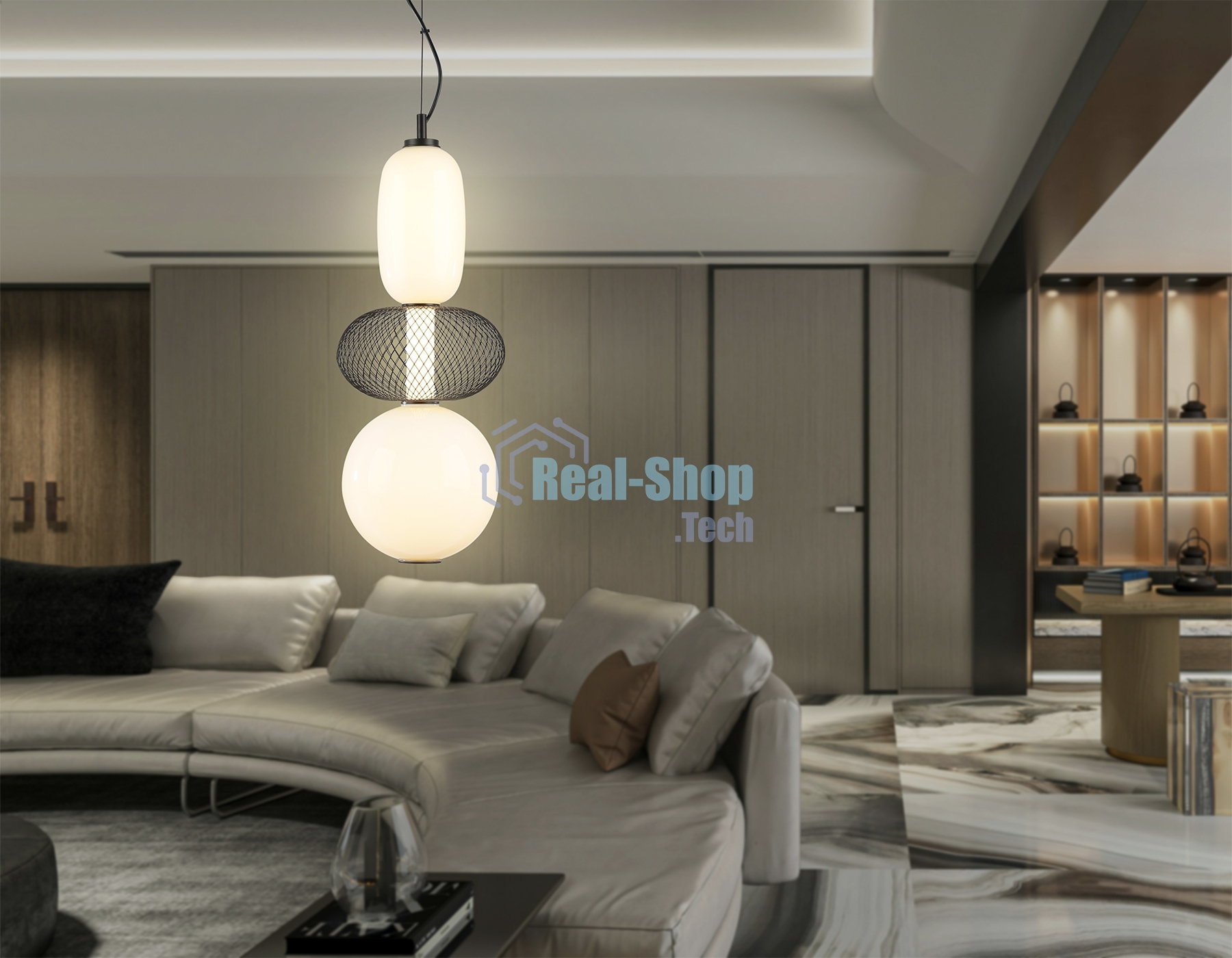 Подвесной светодиодный светильник Ambrella light LH11008 BK/FR черный/белый матовый 24W 3000K D220*570