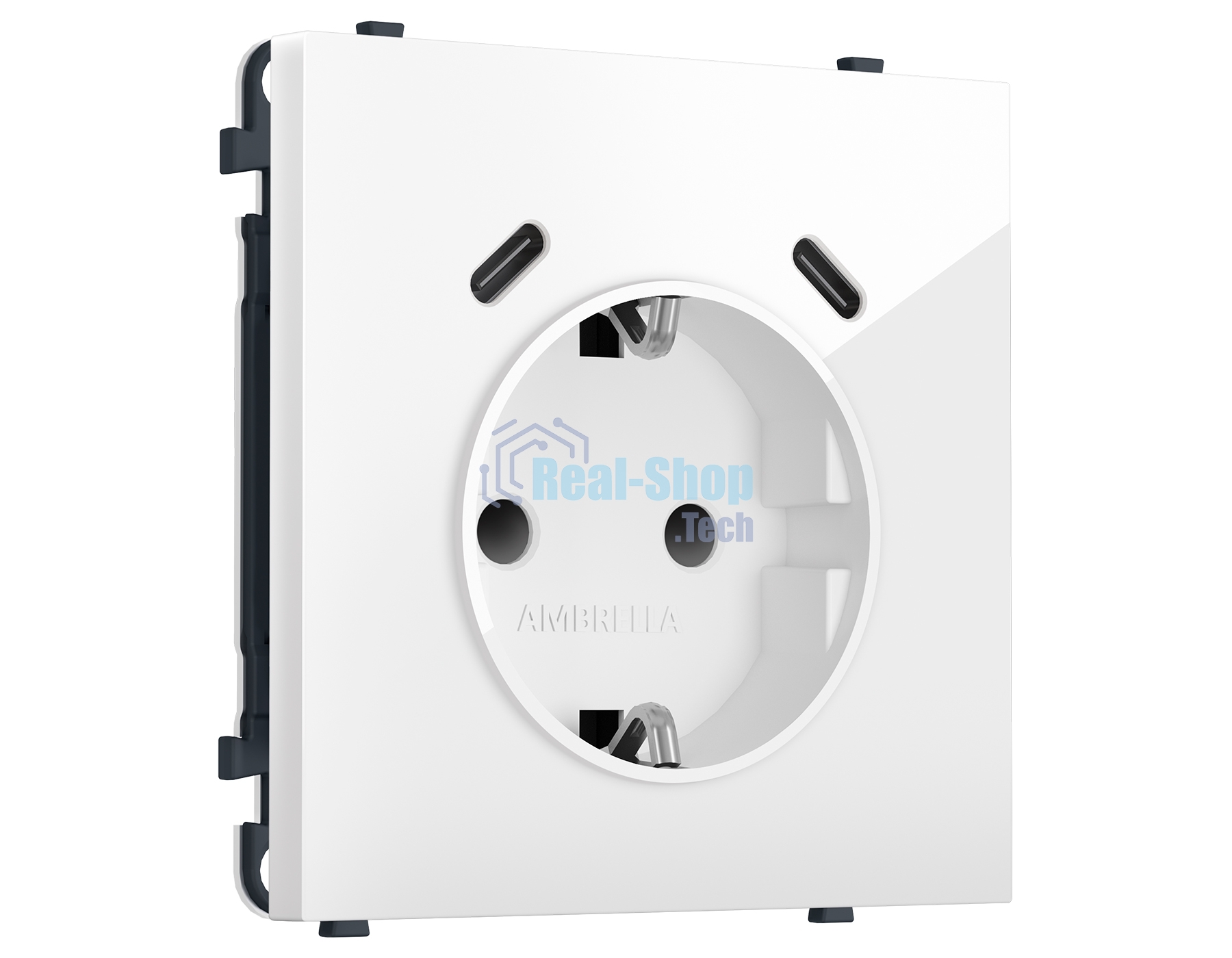 MS110510 Комплект механизма электрической розетки SIGMA Белый глянец 2USB С+C 20W (быст. зар.) с/з с/ш 16A-250V QUANT PRO (SP1105, PR165)