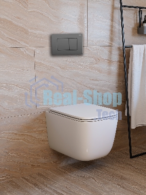Инсталляция с унитазом комплект BAU PRO 6 в 1: унитаз подвесной безободковый торнадо Bau Dream 51х35, быстросъемное сиденье микролифт, кнопка смыва BAU Stil Gun Grey,темно-серый металлик