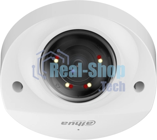 Уличная мини-купольная IP-видеокамера SmartDualLight Dahua DH-IPC-HDBW2449FP-AS-IL-0280B 4Мп, 1/2.9” CMOS, объектив 2.8мм, видеоаналитика, микрофон, ИК 30м, LED 30м, IP67, металл