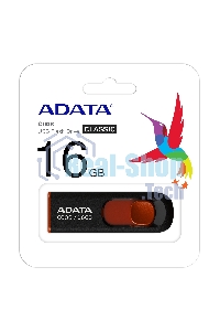 Флешка USB ADATA Classic C008 (AC008-16G-RKD), 16Gb, USB 2.0, R/W 30/6, черный/красный