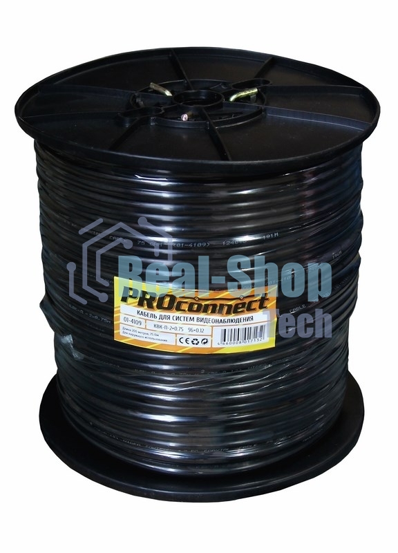 Кабель КВК-П-2 +2x0,75 мм² (Cu/CCA) (96) черный (бухта 200 м) PROconnect