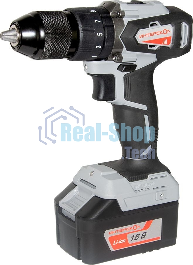 Дрель-шуруповерт аккумуляторная ИНТЕРСКОЛ ДАУ-13/18ВК, Аккумуляторный, 18В, 2 АКБ, Ударный, Кейс