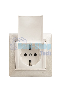 Розетка Valena с заземлением с крышкой (белая)