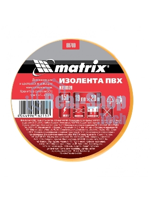 Изолента ПВХ Matrix 19 мм х 20 м, желтая, 150мкм