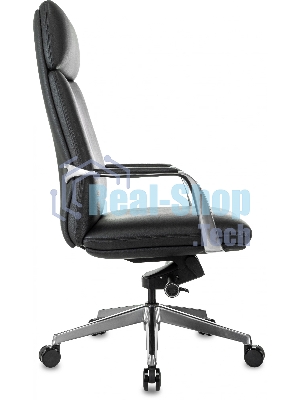 Кресло руководителя Бюрократ VEGA черный кожа крестов. алюминий