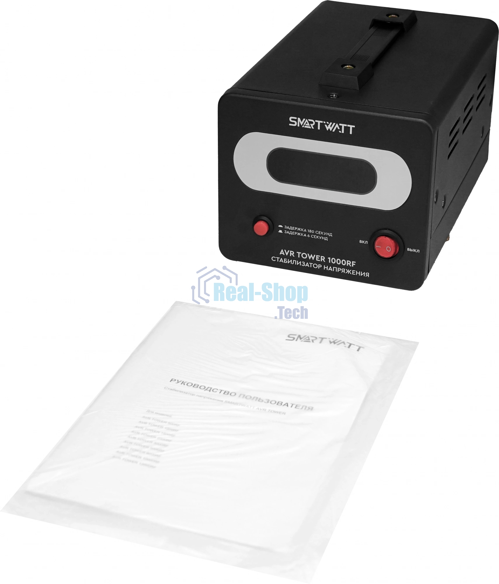 Напольный стабилизатор напряжения SMARTWATT AVR TOWER 1000RF (140W - 260W, 1000VA, 1 кВт, 50-60 Гц, розеток - 1, LED-дис