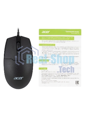Мышь проводная Acer OMW126 черный, 1200 dpi, USB, кнопки - 3