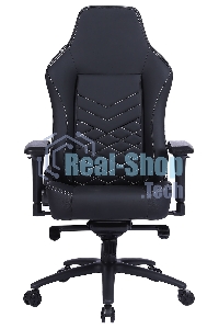 Кресло игровое Cactus CS-CHR-0112BL черный, сиденье черный, эко.кожа, с подголов. крестовина металл, пластик черный