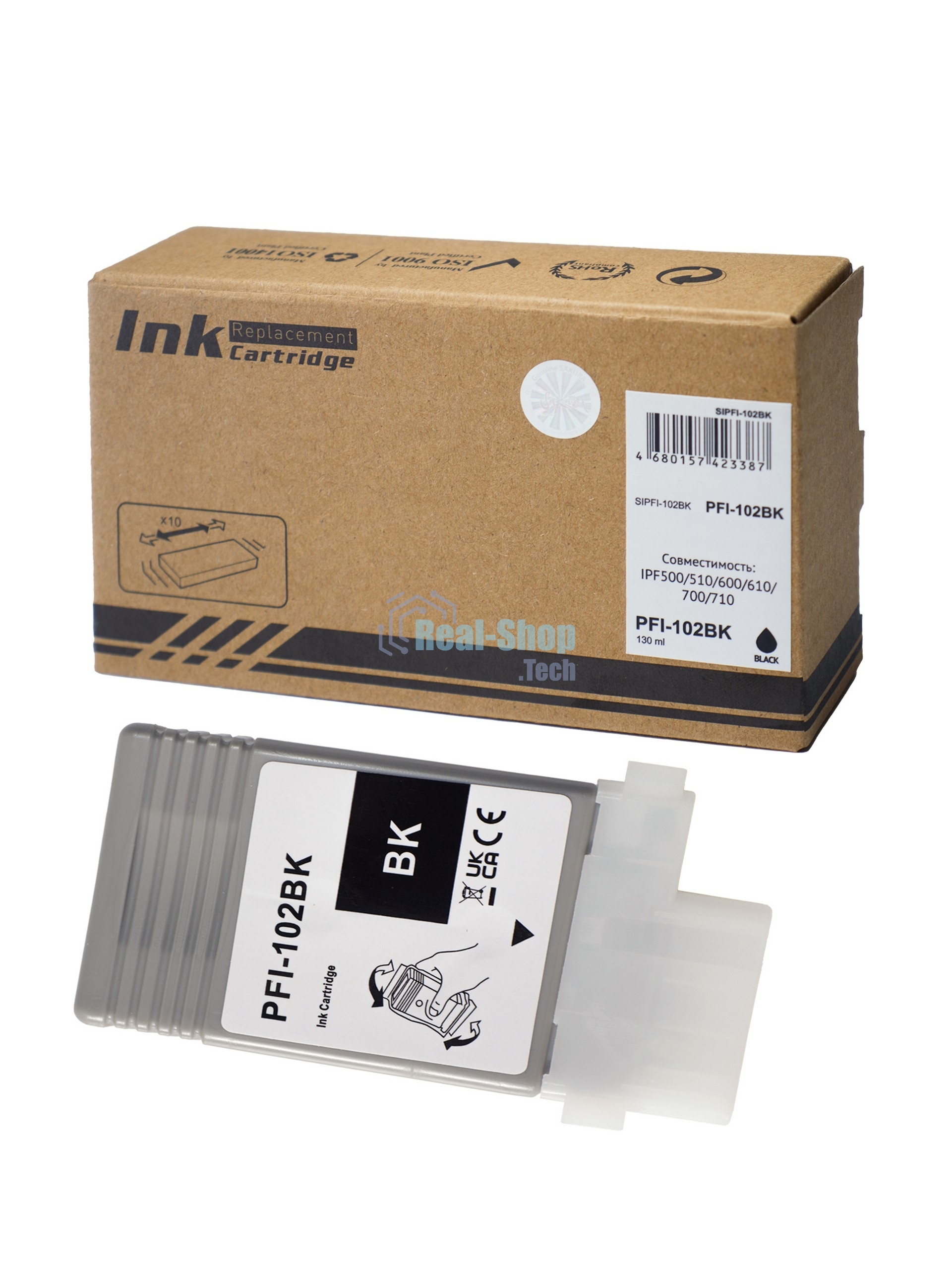 Картридж струйный Sakura 0895B001 (PFI-102BK) для Canon, черный, 130 мл.