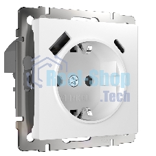 Розетка с заземлением, шторками и USB тип A+C (белый)