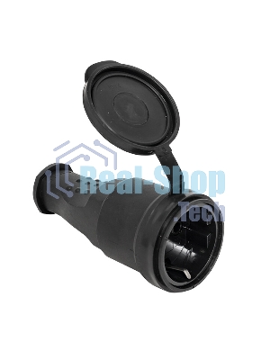 Розетка переносная 16А 230В 2P+PE с защ. крышкой IP44 каучук EKF RPS-012-16-230-44