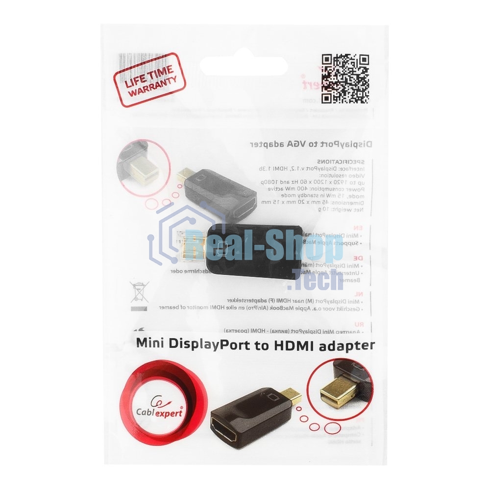 Переходник miniDisplayPort - HDMI, Cablexpert A-mDPM-HDMIF-01, 20M/19F, черный, пакет