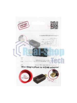 Переходник miniDisplayPort - HDMI, Cablexpert A-mDPM-HDMIF-01, 20M/19F, черный, пакет