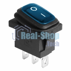 Выключатель клавишный Rexant 250V 6А (3с) ON-OFF синий с подсветкой Mini, влагозащита