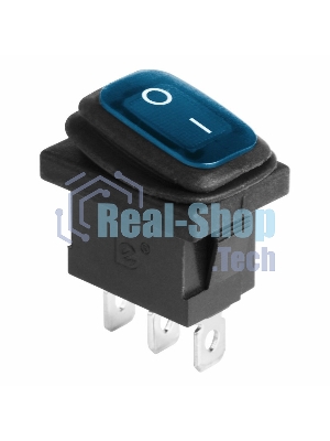 Выключатель клавишный Rexant 250V 6А (3с) ON-OFF синий с подсветкой Mini, влагозащита