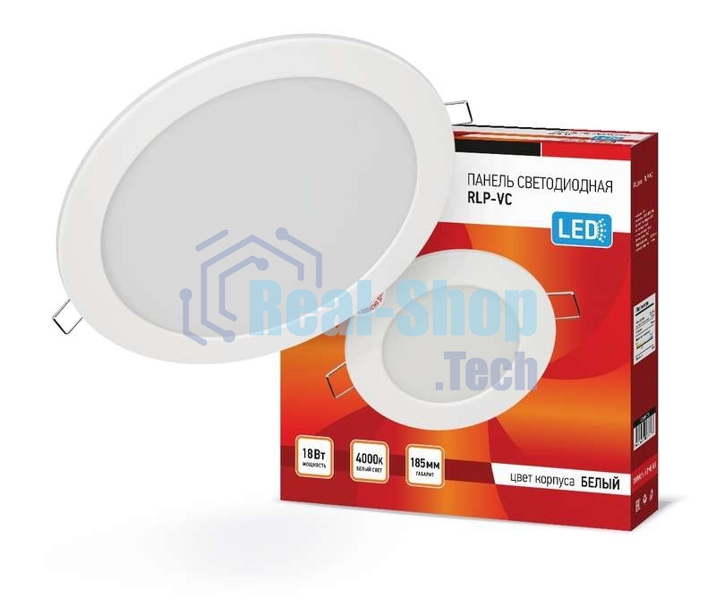 Светильник светодиодный RLP-VC 18Вт 230В 4000К 1440лм 185мм бел. (Аналог Downlight) IP40 IN HOME 4690612023373