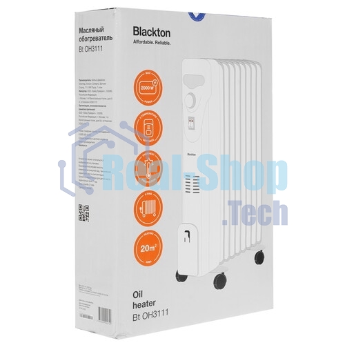 Обогреватель масляный Blackton Bt OH3111 белый, 2000 Вт, 20 м², термостат