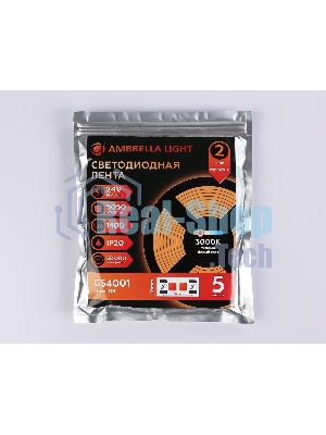 Светодиодная лента Ambrella light GS4001 5050 60Led/ 14.4W m/ 24V IP20 3000K/ 5000*10*1.87mm (2 конт.)