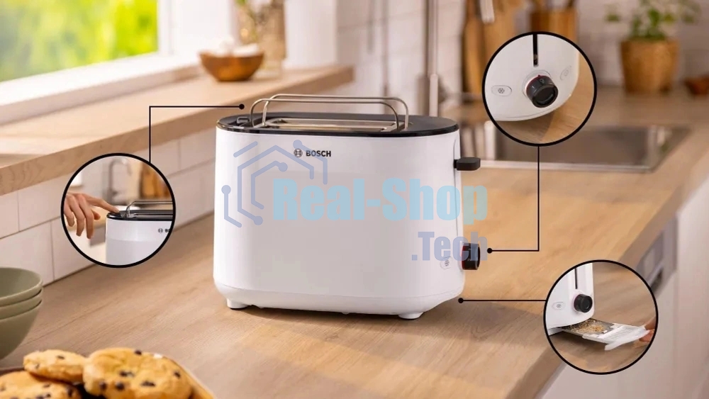Тостер Bosch TAT2M121 белый, 950 Вт, 2 слота
