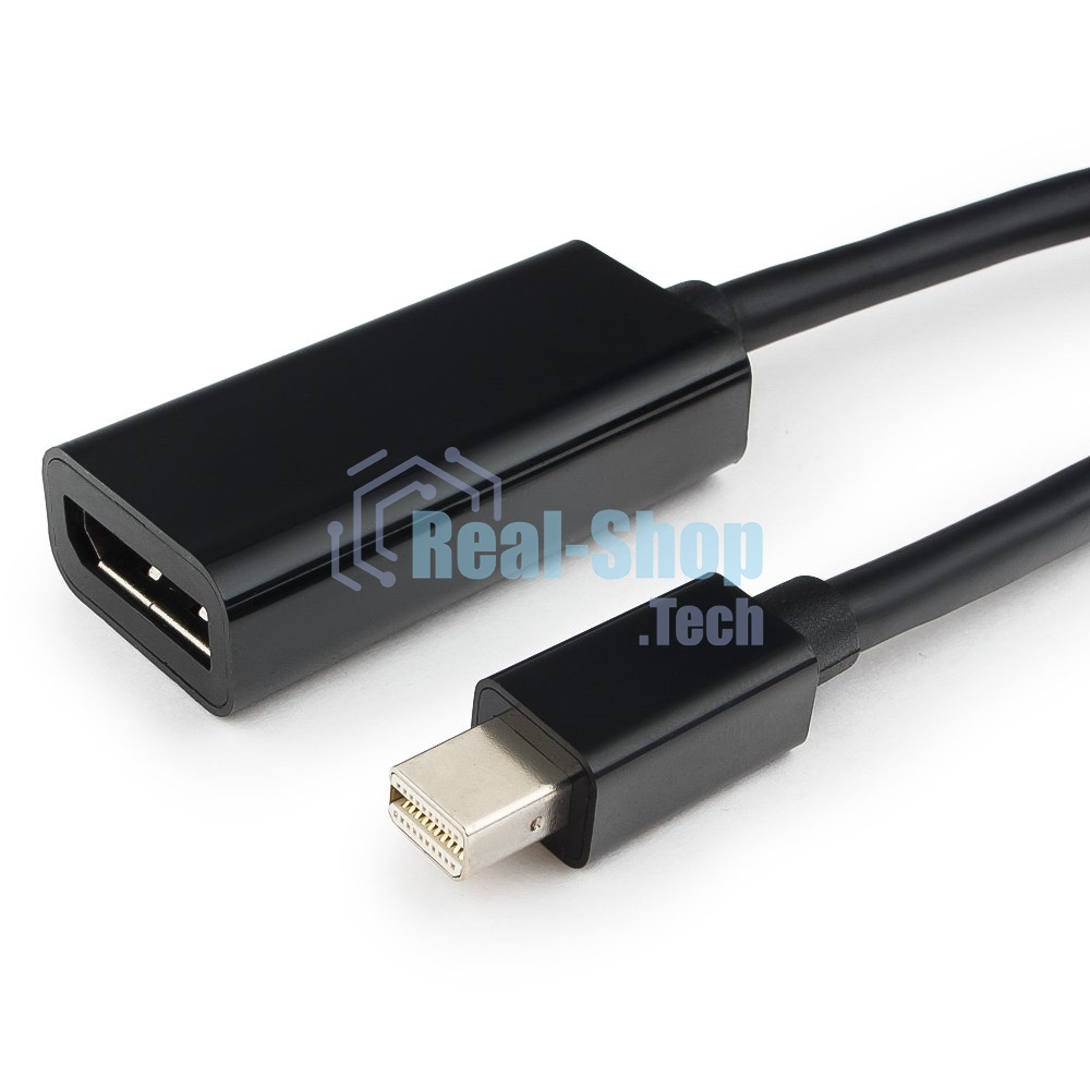Переходник miniDisplayPort - DisplayPort, Cablexpert A-mDPM-DPF-001, 20M/20F, 16см, черный, пакет