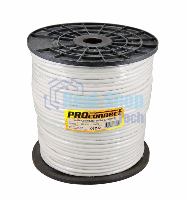 Кабель КВК-В-2+2x0,75 мм² (Cu/CCA) (96) белый (бухта 200 м) PROconnect
