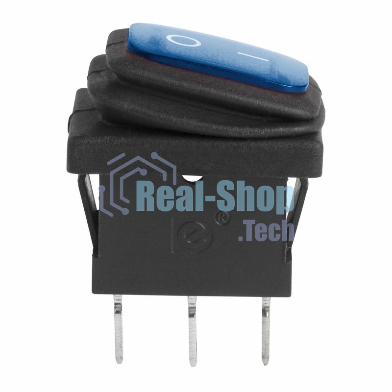 Выключатель клавишный Rexant 250V 6А (3с) ON-OFF синий с подсветкой Mini, влагозащита