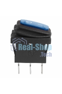 Выключатель клавишный Rexant 250V 6А (3с) ON-OFF синий с подсветкой Mini, влагозащита