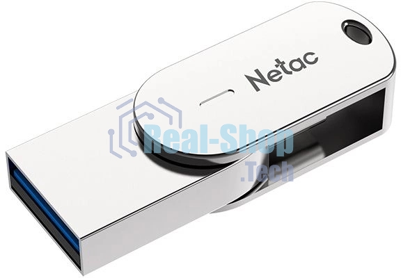 Флешка USB Netac U785 (NT03U785C-032G-30PN), 32Gb, USB 3.0/TypeC, R/W 110/45, серебристый
