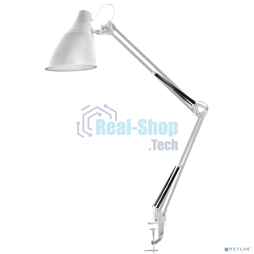 Светильник настольный Camelion KD-335 C01 белый с метал. струбциной, 230V, 40W, E27