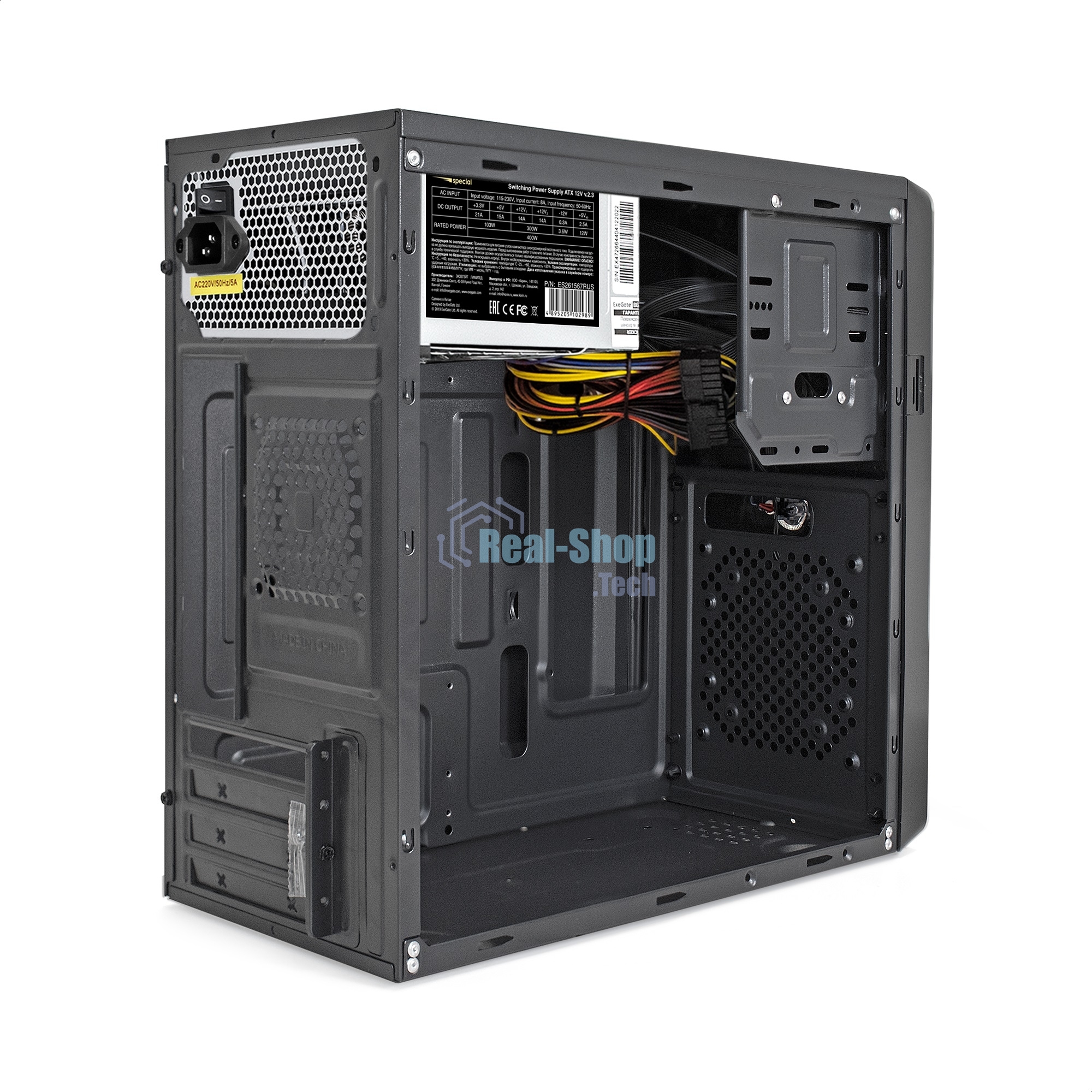 Компьютерный корпус Minitower ExeGate BA-309U2-UNS400 (mATX, БП UNS400 с вент. 12см, 1хUSB+2хUSB 3.0, HD аудио, черный)