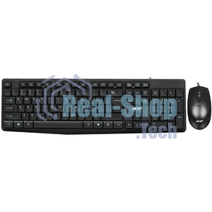 Комплект клавиатура+мышь Acer OMW141 проводной, USB, 1200 DPI, чёрный