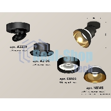 Светильник Ambrella Light XM8102101 SBK/PYG/CL черный песок/золото желтое полированное/прозрачный GX53