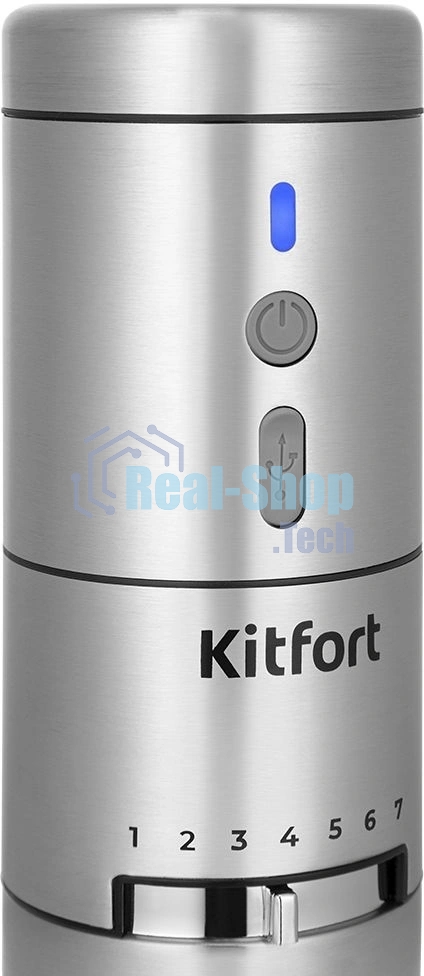 Кофемолка Kitfort КТ-7537 18Вт сист.помол.:жернова вместим.:31гр нержавеющая сталь