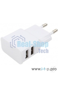 Сетевое зарядное устройство Cablexpert MP3A-PC-11 100/220V - 5V USB 2 порта, 2.1A, белый
