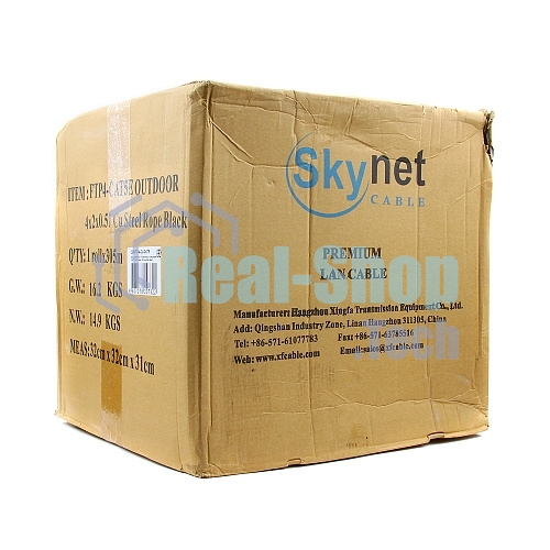 Кабель SkyNet Premium FTP outdoor 4x2x0,51 на тросу, медный, FLUKE TEST, кат.5e, однож., 305 м, на катушке, черный