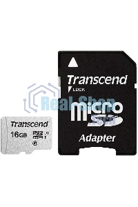 Флеш карта Micro SecureDigital 16Gb TranscendTS16GUSD300S-A MicroSDHC Class 10 UHS-I, SD adapter
