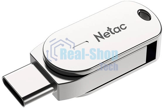 Флешка USB Netac U785 (NT03U785C-032G-30PN), 32Gb, USB 3.0/TypeC, R/W 110/45, серебристый
