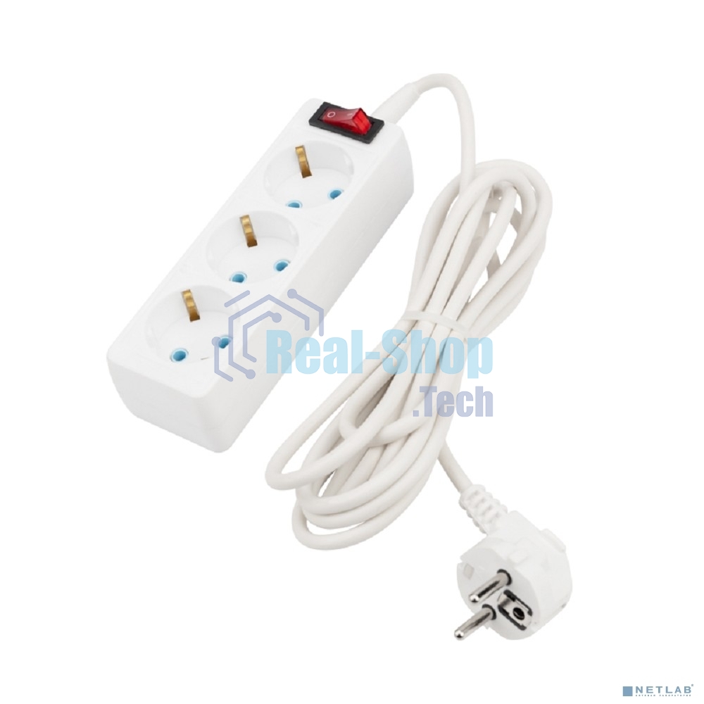 Удлинитель PROconnect 3 гнезда, 3 м, 3х0.75 мм², с/з, с кнопкой, белый