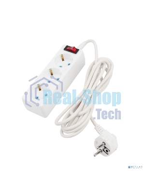 Удлинитель PROconnect 3 гнезда, 3 м, 3х0.75 мм², с/з, с кнопкой, белый