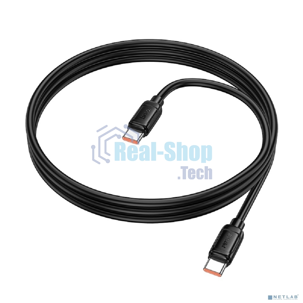 Кабель USB2.0 Hoco Type-C/Type-C, 5A, 240Вт, X115, 1м, черный, коробка