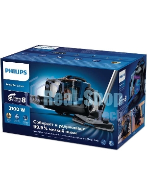 Пылесос Philips FC9733/01 синий/черный, 470/2100 Вт, уборка сухая, пылесборник контейнер 2 л