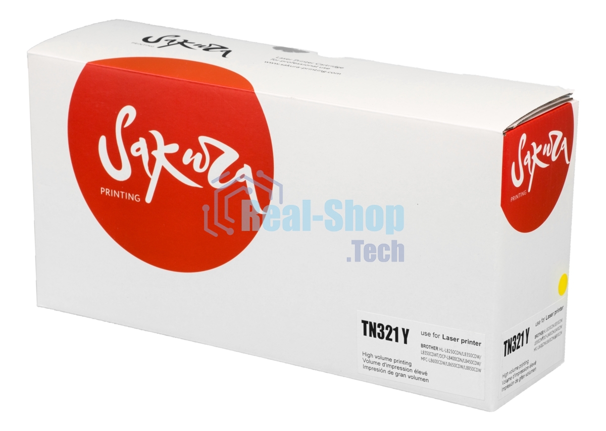 Картридж лазерный Sakura TN321Y для Brother HL-8250/8350, DCP-8400/8450, MFC-8650, желтый, 1 500к.