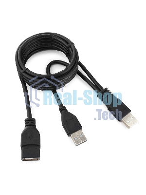 Кабель удлинитель USB 2.0 2xAM/AF 1.8м Gembird PRO, позол.конт., черный, пакет