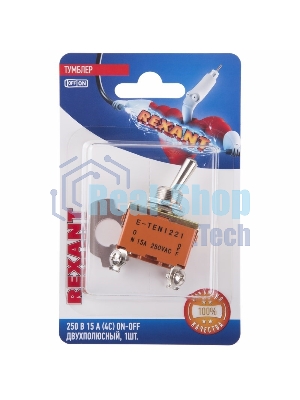 Тумблер Rexant 250V 15А (4c) ON-OFF двухполюсный (KN-201) (в упак. 1шт.)