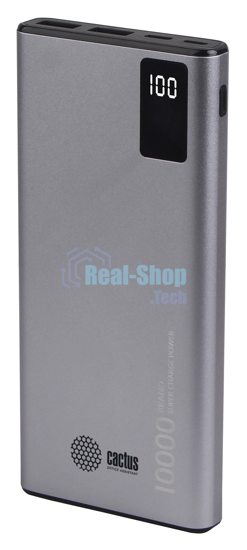 Портативный аккумулятор Cactus CS-PBFSLT-10000 10000mAh 3A 2xUSB серый