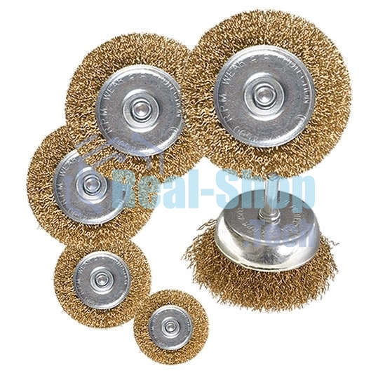 Набор щеток Matrix для дрели, 6 шт., 5 Плоских 40-50-65-75-100 мм, 1 Чашка 50 мм, со шпильками