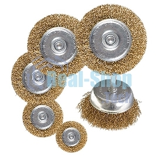 Набор щеток Matrix для дрели, 6 шт., 5 Плоских 40-50-65-75-100 мм, 1 Чашка 50 мм, со шпильками