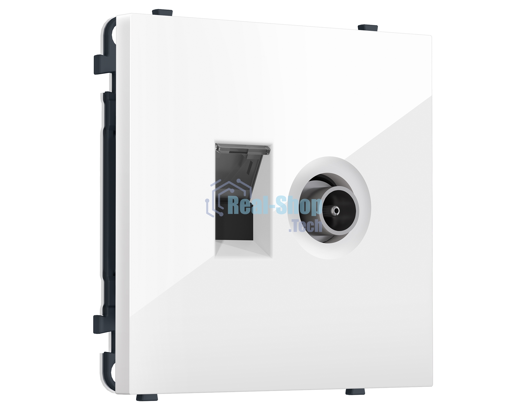 MS112510 Комплект механизма розетки компьютерной + TV оконечной SIGMA Белый глянец RJ-45 (8P8C) CAT6/50-870MHz 1dB с/ш QUANT PRO (SP1125, PR195)