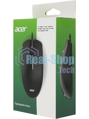 Мышь проводная Acer OMW300 черный, 1200 dpi, USB, кнопки - 3
